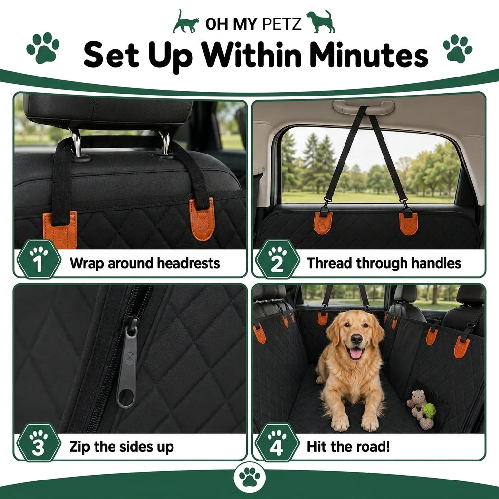 Car Seat Cover & Back Seat Extender (Hard Bottom) for Dogs