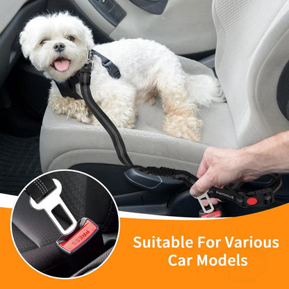 2 Pack Dog Seat Belt for Car, Elastic Bungee Buffer Safety Leads
