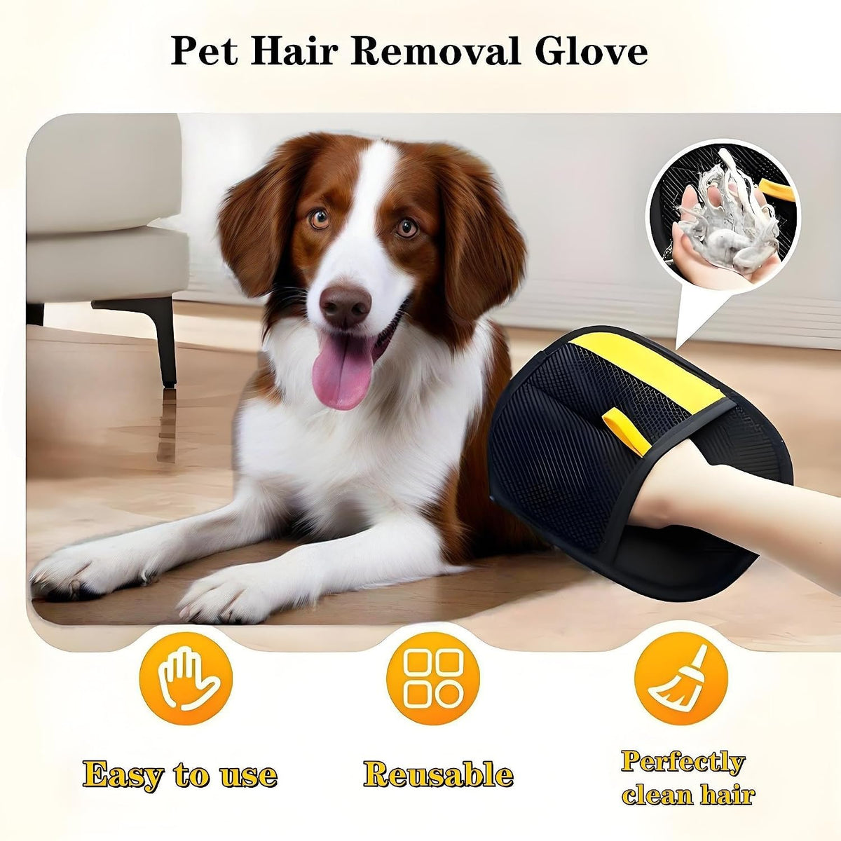 Pet Hair Removal Glove for Cats & Dogs, 2Pcs Electrostatic Pet Hair Remover, Reusable Magic Brush Pet Hair，Pet Hair Remover for Laundry, Sofas，Carpets，Clothing