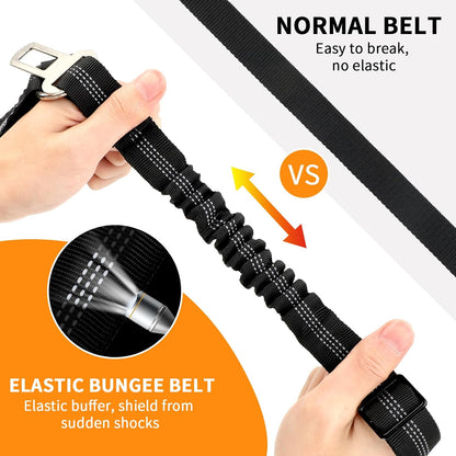 2 Pack Dog Seat Belt for Car, Elastic Bungee Buffer Safety Leads