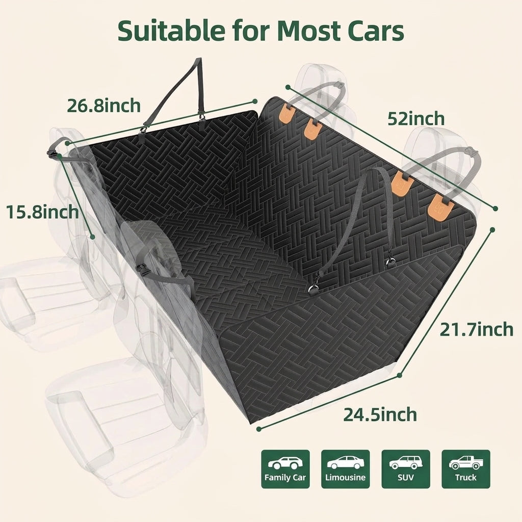 Car Seat Cover & Back Seat Extender (Hard Bottom) for Dogs