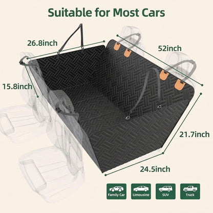 Car Seat Cover & Back Seat Extender (Hard Bottom) for Dogs