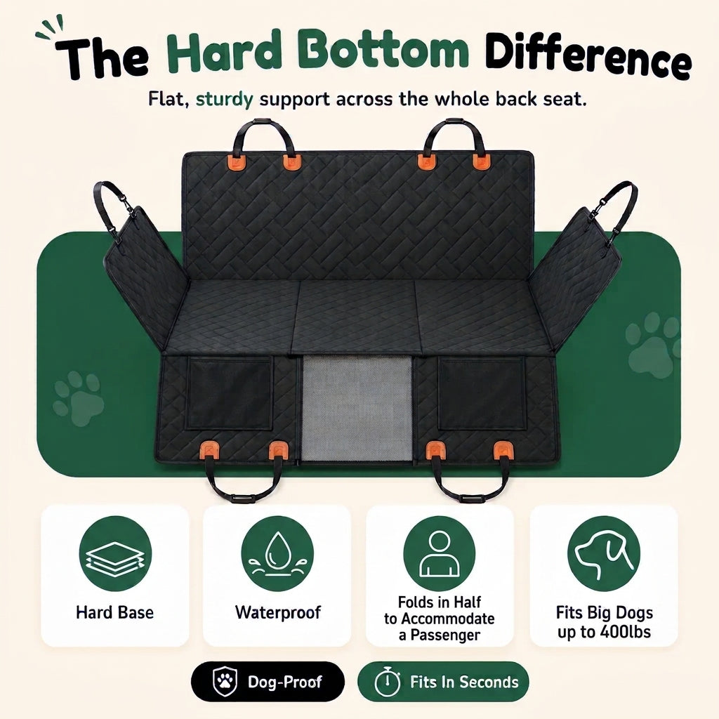 Car Seat Cover & Back Seat Extender (Hard Bottom) for Dogs