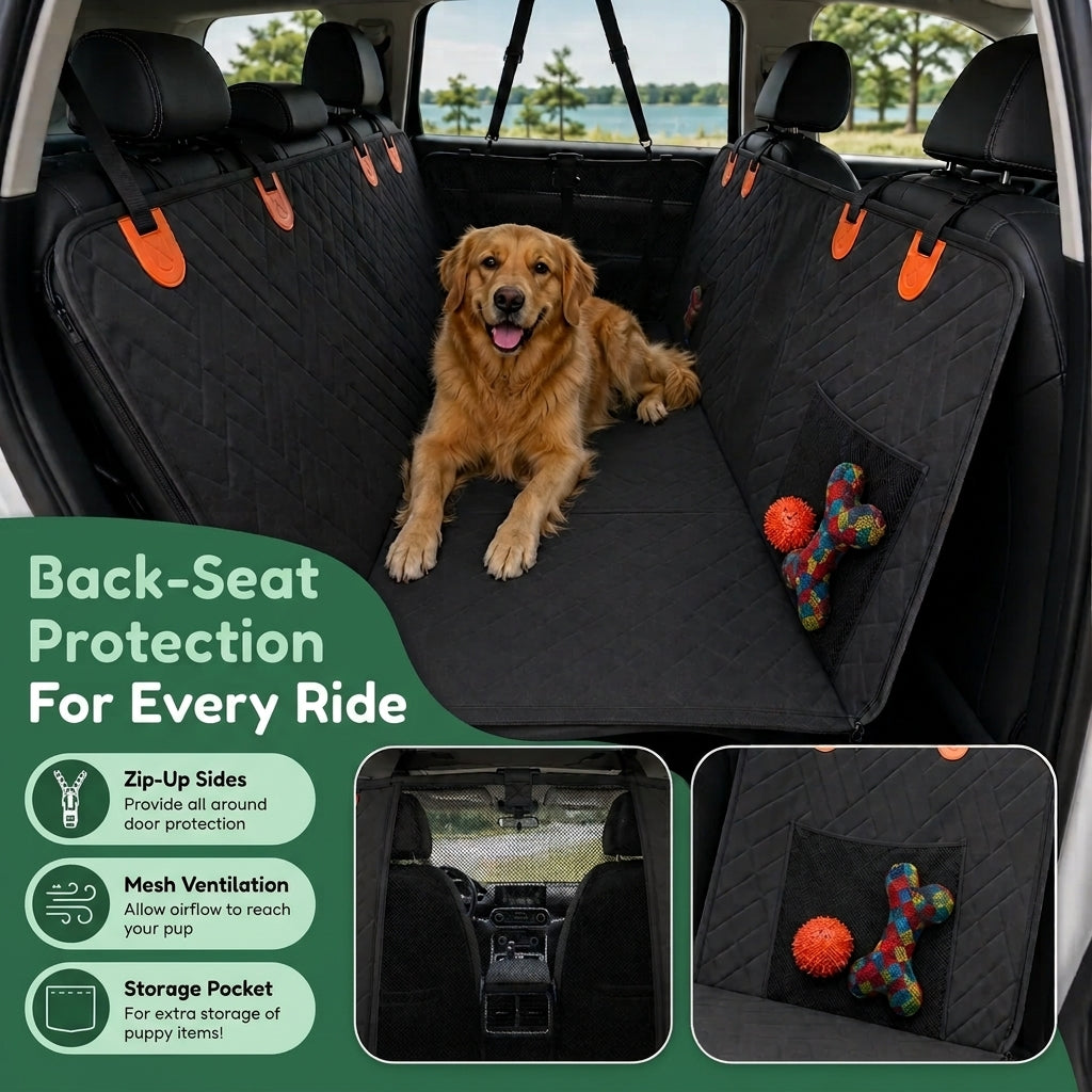 Car Seat Cover & Back Seat Extender (Hard Bottom) for Dogs
