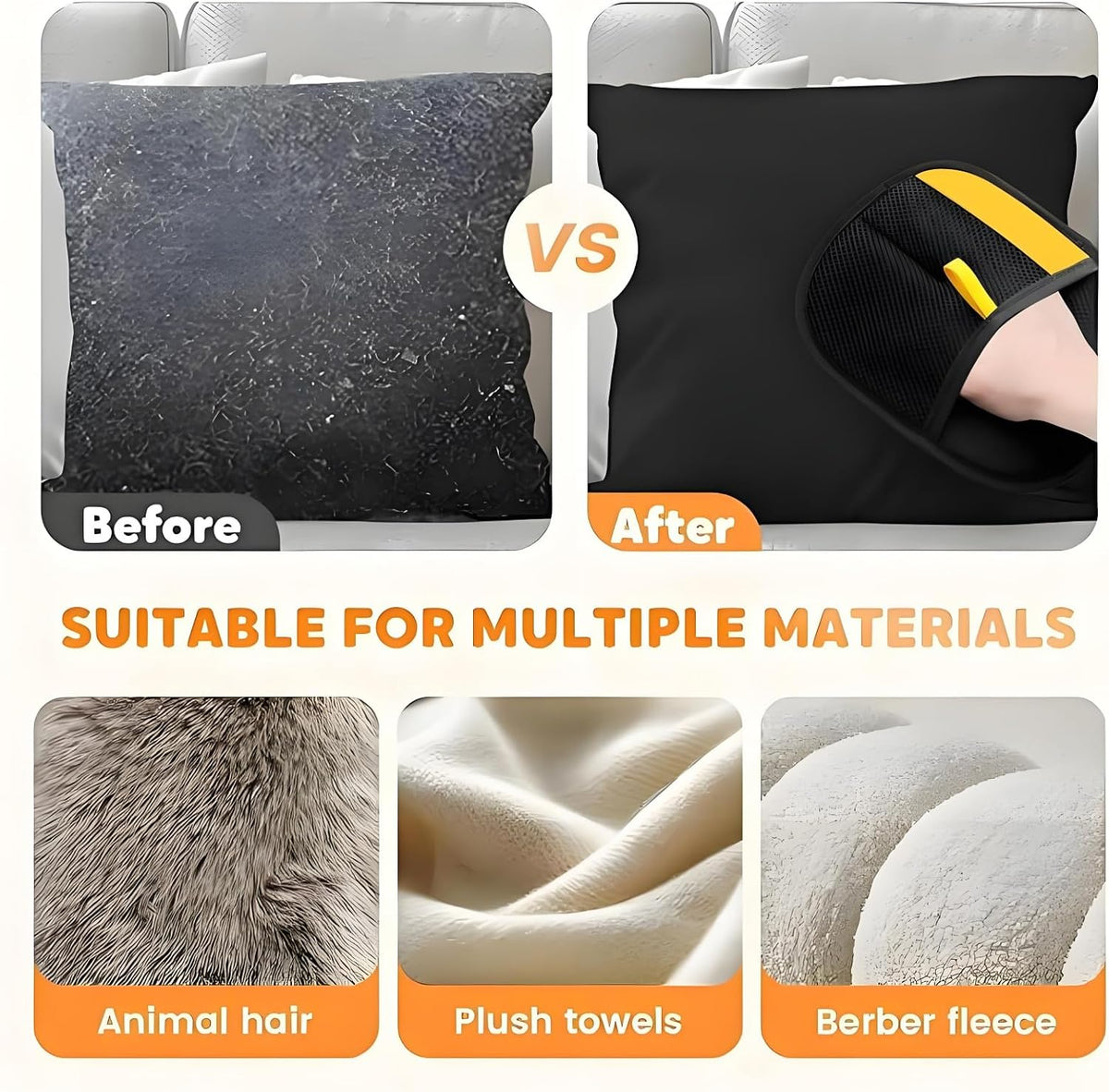 Pet Hair Removal Glove for Cats & Dogs, 2Pcs Electrostatic Pet Hair Remover, Reusable Magic Brush Pet Hair，Pet Hair Remover for Laundry, Sofas，Carpets，Clothing