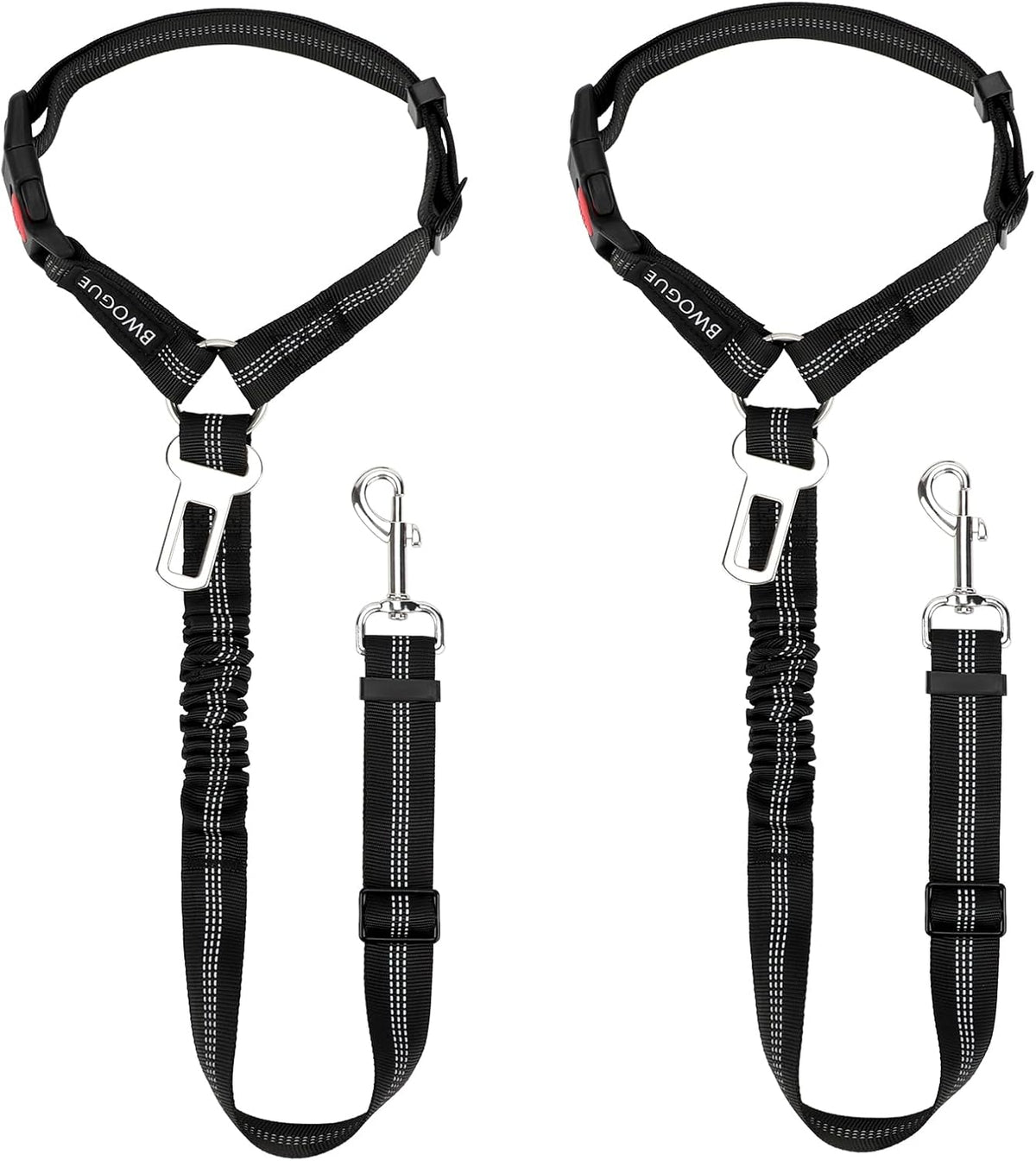 2 Pack Dog Seat Belt for Car, Elastic Bungee Buffer Safety Leads