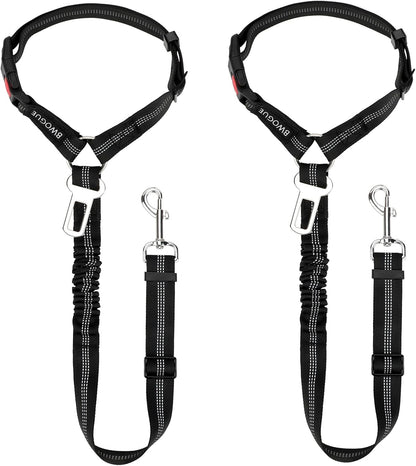 2 Pack Dog Seat Belt for Car, Elastic Bungee Buffer Safety Leads