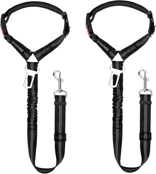 2 Pack Dog Seat Belt for Car, Elastic Bungee Buffer Safety Leads